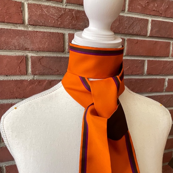 Foulard Skinny Silk Scarf Bandana Hair Tie Wrist Bag Wrap 54”x2” NEW - Picture 10 of 11